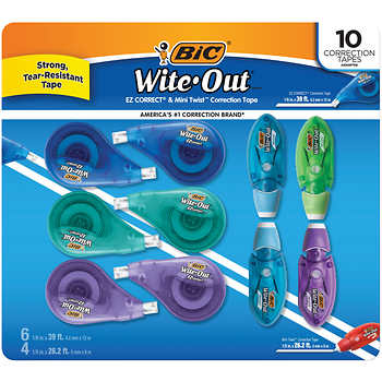 BIC Wite-Out Brand EZ Correct Correction Tape with Soft Rubber Grip, White,  10-Count, Applies Dry for Quick Editing : : Office Products