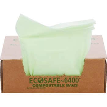 Stout EcoSafe-6400 Compostable Compost Bags, 13gal, Green