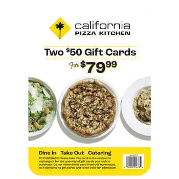 Two 50 California Pizza Kitchen Restaurant Gift Cards