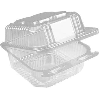 Durable Packaging Plastic Clear Hinged Containers 6 x 6 28 oz Clear 500/Carton