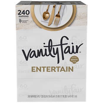 Vanity Fair Entertain Disposable Paper Napkins, White, 40 Count 