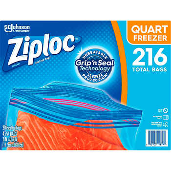 Ziploc Slider Storage Bags 166 Count Variety Pack: Quart 96 ct Gallon 70 ct