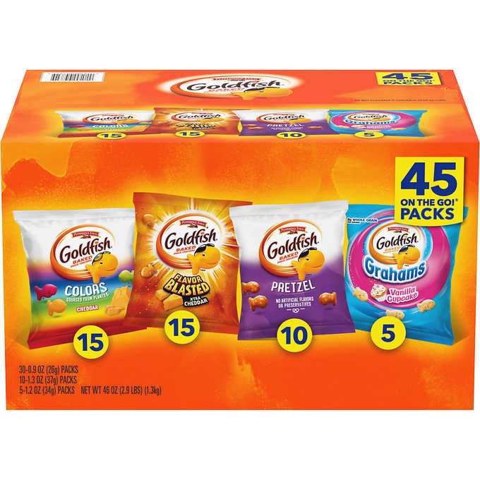 Goldfish Baked Snack Crackers, Variety Pack, 45 ct