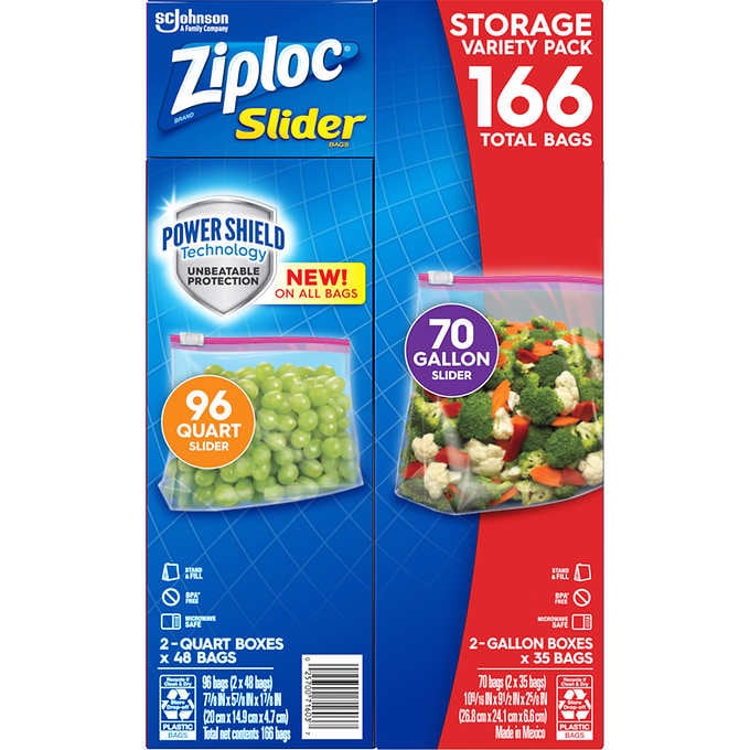 Ziploc Grip n Seal Stay Open Storage Bags Variety Pack 166 ct