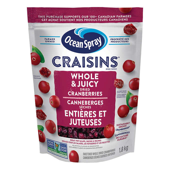 Ocean Spray Craisins Whole Dried Cranberries 1.8 kg Costco