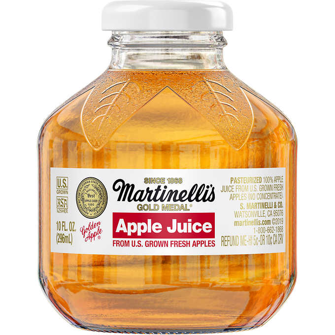 100% Apple Juice 10oz Glass Bottle With Label - S. Martinelli & Co