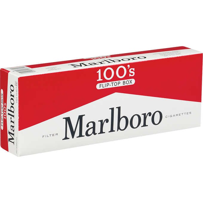 Marlboro Cigarettes, Red 100's, Flip-top Box