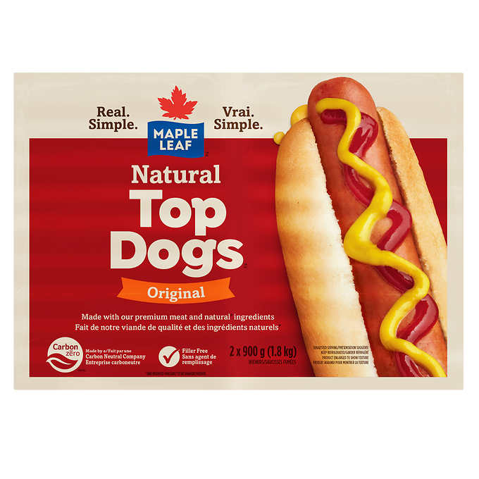 Maple Leaf Natural Top Dogs 2 x 900 g Costco