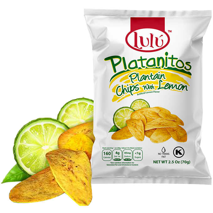 Lulu Platanitos, Plantain Chips with Lemon, 2.5 oz, 30 ct