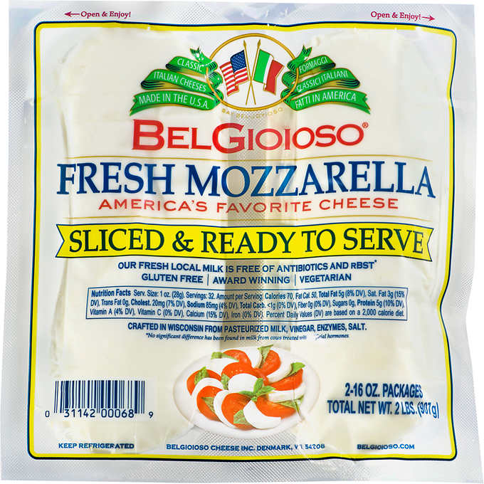 BelGioioso Fresh Mozzarella Cheese Ball, Specialty Soft Cheese,  Refrigerated 8 oz Plastic Wrapping 