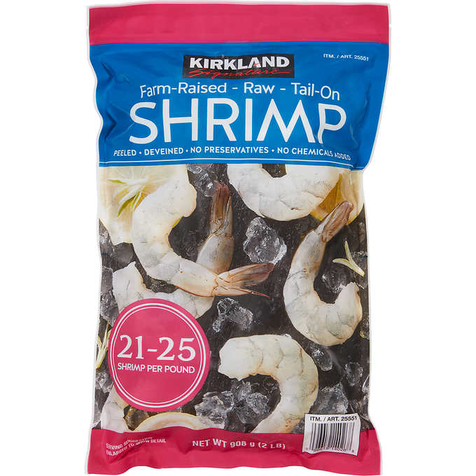 Kirkland Signature Farm-Raised Raw Shrimp, Tail-On, Peeled