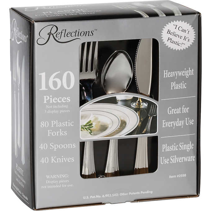 160 Plastic Silverware Set- Silver Plastic Cutlery Set