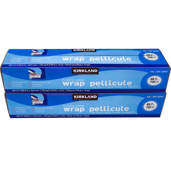 Kirkland Signature Plastic Food Wrap, 12''W x 750'L, 2 ct | Costco