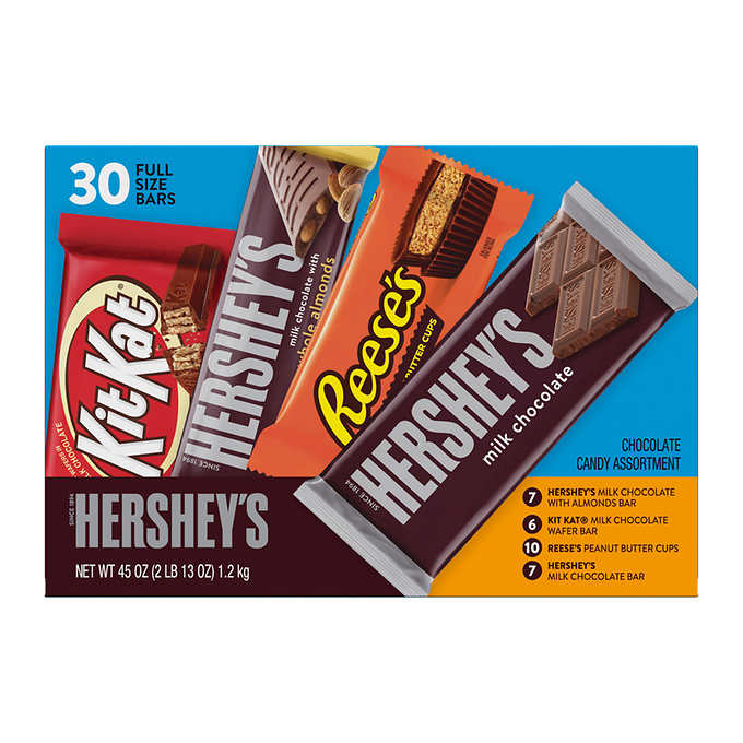 Full Size Chocolate Candy Bar Variety Pack, Assorted 1.5 oz Bar, 30 Bars/Box,  Ships in 1-3 Business Days - Thomas Business Center Inc