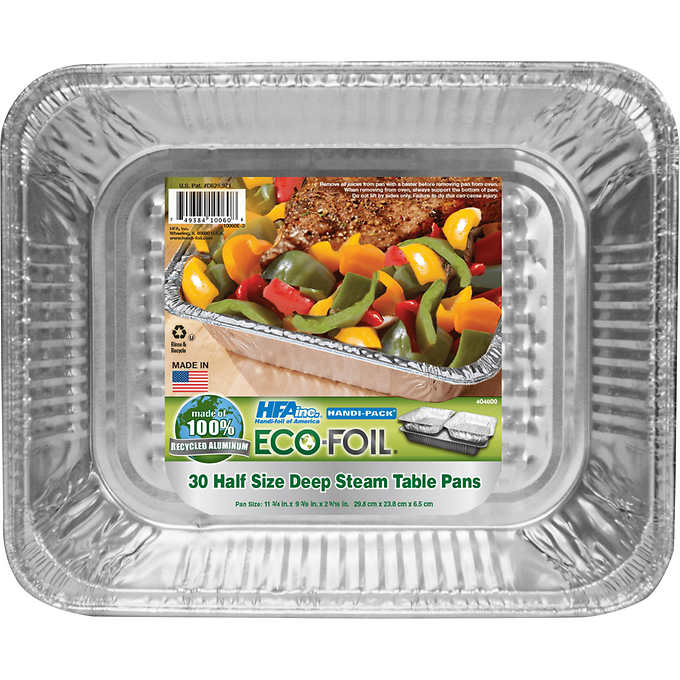 Eco-Foil Aluminum Deep Steam Table Pan, Half Size, 30 ct