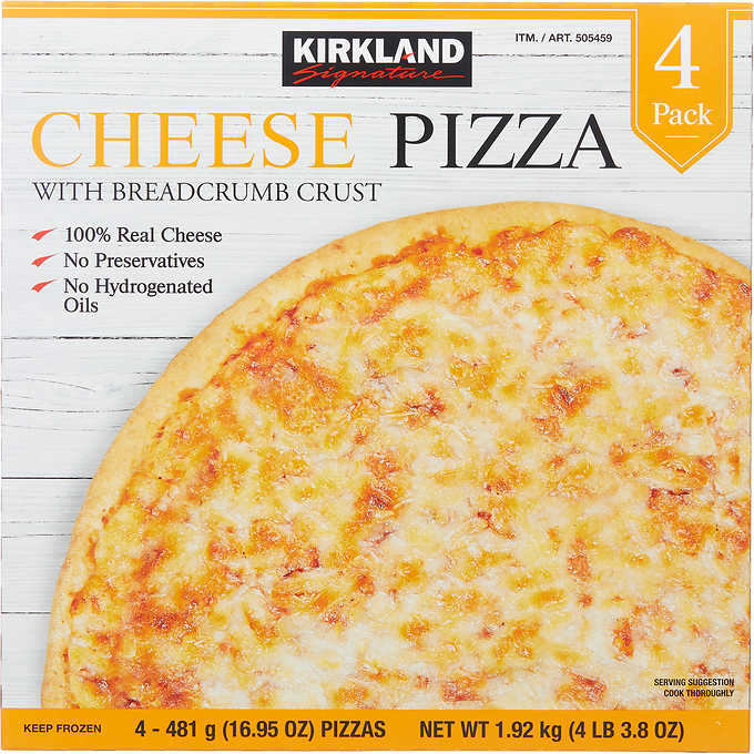 Kirkland Signature Cheese Pizza Breadcrumb Crust 4 Ct Costco