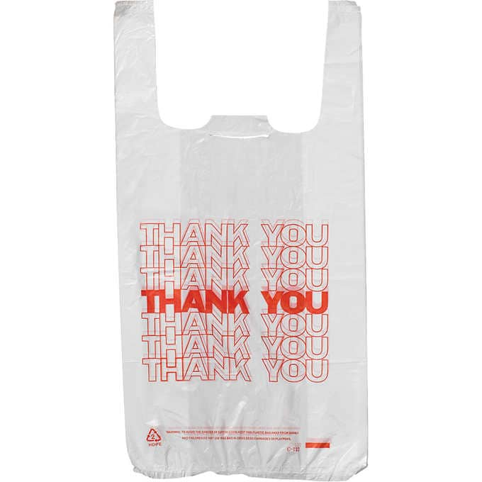  PlaTree Small Thank You (800 Count) Embossed T-Shirt Bags, 8 X  4 X 16, 14 mic, (Thank You), Retail Plastic, Bulk, Thank You, T-Shirt,  Desk Trash, Grocery Bags with Handles 