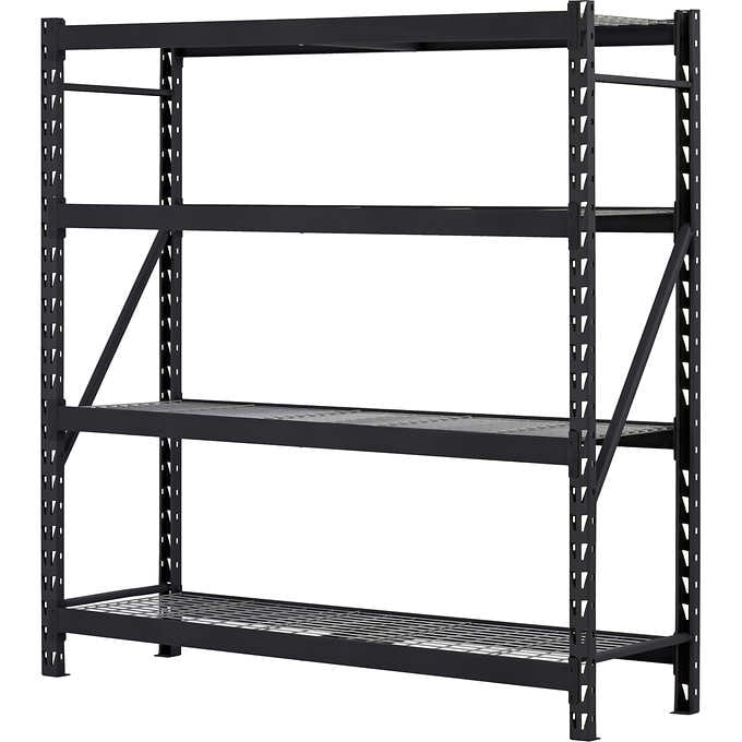 4-Tier Industrial Duty Steel Freestanding Garage Storage Shelving Unit in  Black (77 in. W x 78 in. H x 24 in. D)