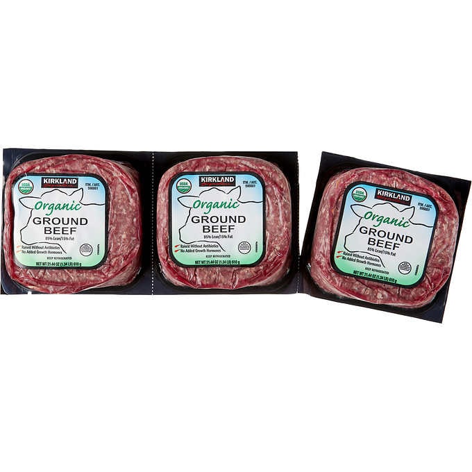 Kirkland Signature Organic Ground Beef, 85% Lean, 4 lbs