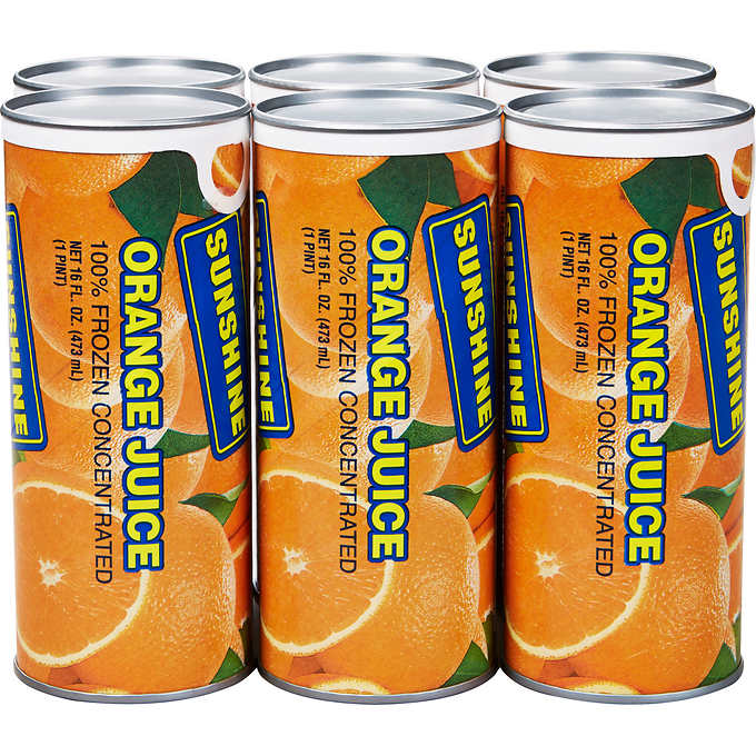 Sunshine Orange Juice 100 Frozen Concentrated 16 fl oz 6 ct