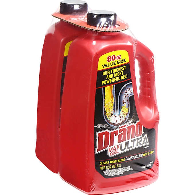 Drano Max Gel Drain Clog Remover and Cleaner for Shower or Sink Drains, 80  oz, 2 pack 80 Fl Oz (Pack of 2)