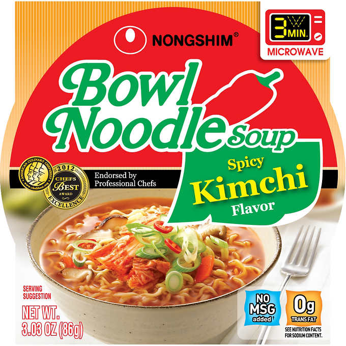 Nongshim Bowl Noodle Soup Spicy Kimchi 3 03 Oz 18 Ct Costco