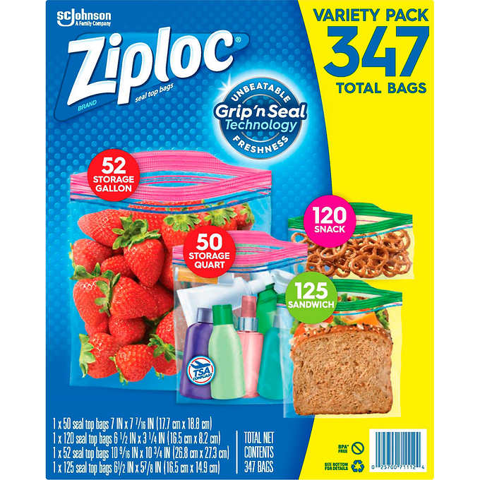 Ziploc Brand Large Freezer Bags, 3 packs of 50